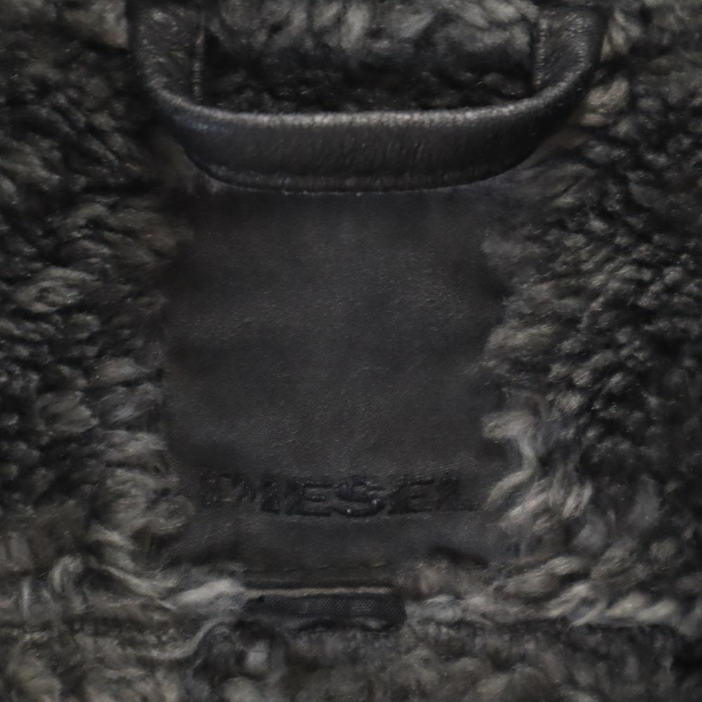 Diesel Made In Italy Fake Mouton Coat L Charcoal Gray Women Used