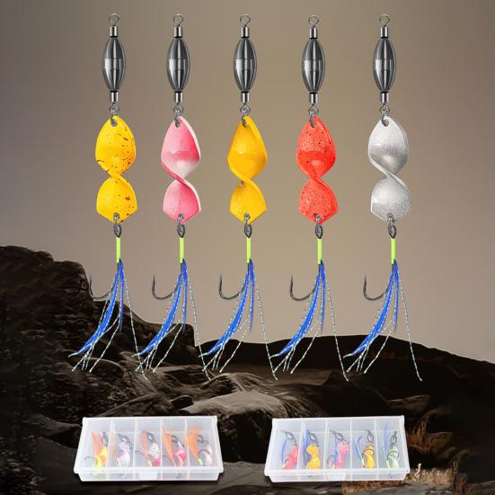 5Pcs Fishing Metal Spinners Lures with Sharp Hooks 360-Degree Rotating Wobbler Jigging Spoon Lures Fishing Accessories