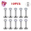 10PCS F136 Ttianium Piercing Labret Lip Stud Ring CZ 16G Internal Thread Stud Earring Ear Tragus Cartilage Helix Daith Jewelry