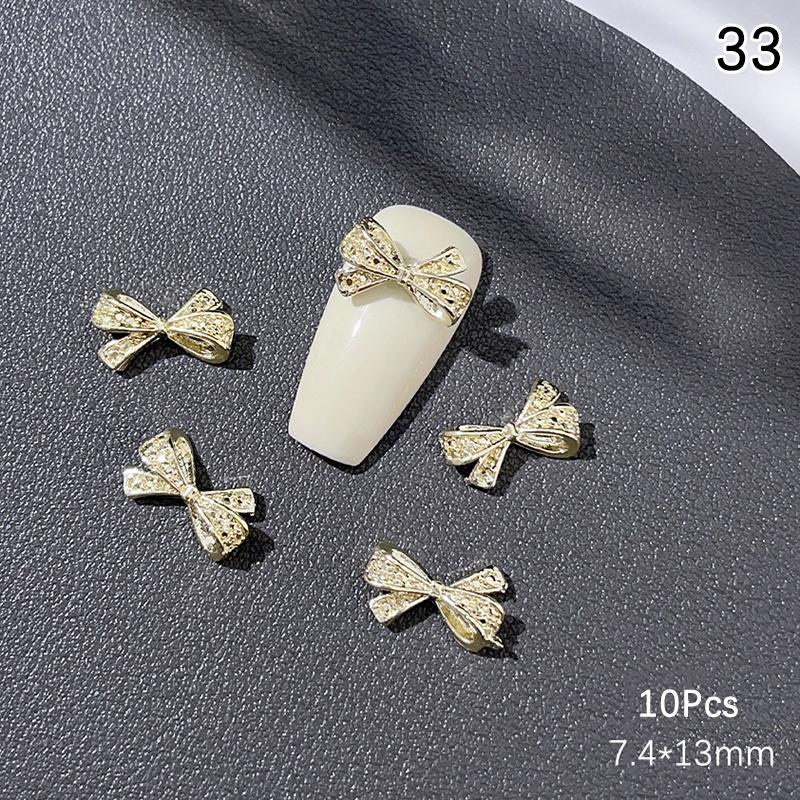 10Pcs Luxury Kawaii Bow Nail Art Charms 3D Alloy Bow Tie Jewelry Nail  Decoration Diy Accessories