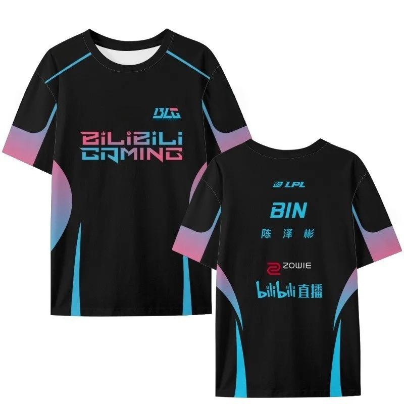 League of Legends Esports LPL BLG Team 3D Gedrucktes Team-Uniform-T-Shirt Modisches Lässiges Dünnes Schnelltrocknendes Oberteil