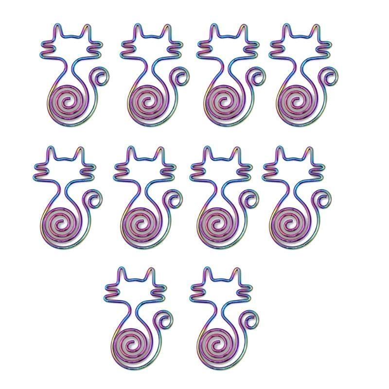 W89C 10Pcs Novelty Paper Clip Small Metal Paperclip File Clip Metal Book Marker Clip