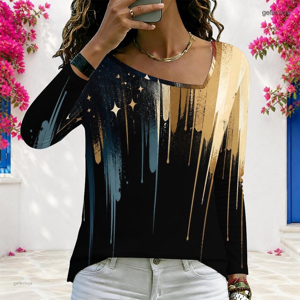 Women Plus Size V Neck Long Sleeve American Flag Printed T Shirt Black Red White