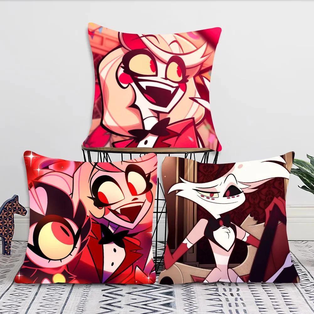 1pc Hazbin Pillow Case Square Bedroom Sofa Leisure Comfort Cushion Car Living Room Home Decoration