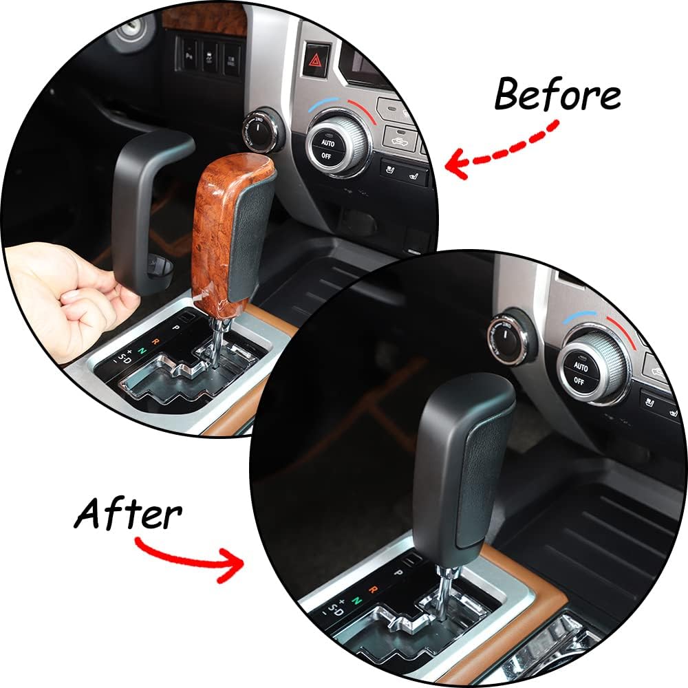 ABS Auto Schalthebelkopf Abdeckung Zieraufkleber für Toyota Tundra 2007 2008 2009 2010 2011 2012 2013 2014+ 2021 Sequoia 2008-2020 (Matt-schwarz)