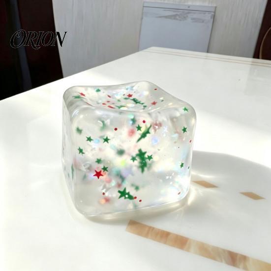 Ice Cube Sensory Toys Christmas Squeeze Toy, Confetti Filled Stress Relief Hand Therapy Balls Slow Rebound Clear for Anxiety Reduction Party Favors