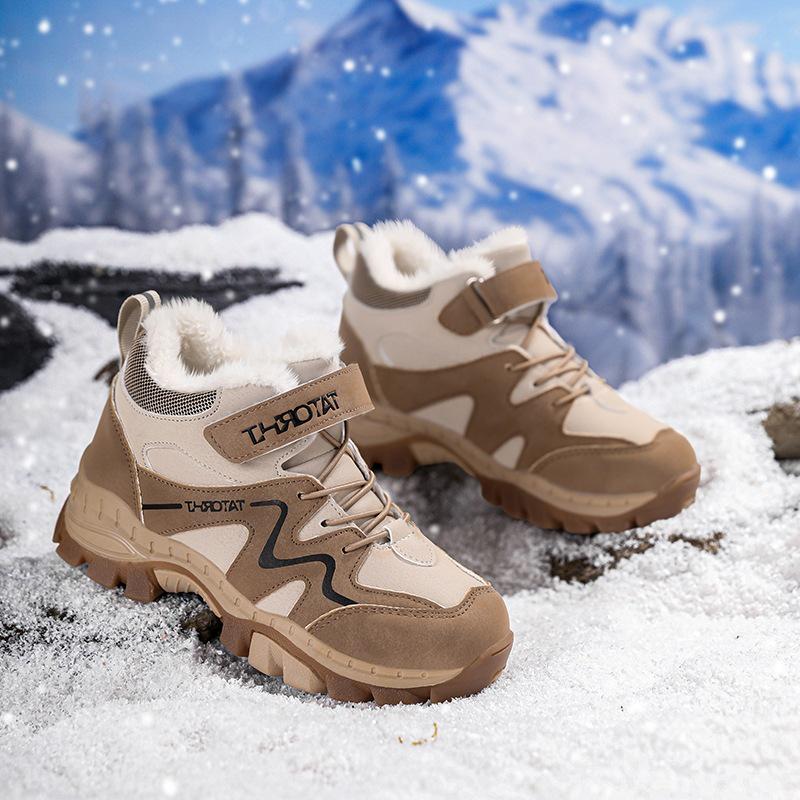 2025 Nepromokavé protiskluzové zimní kožené turistické boty pro chlapce - Teplá, odolná obuv do přírody