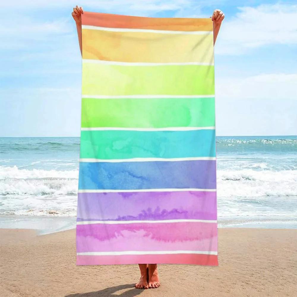 Regenbooggestreept Strandlaken Lichtgewicht Microvezel Zwembadlaken Sneldrogend Zacht Zomer Strandlaken Zwemlaken Voor Volwassenen Kinderen 100x200cm(39x78in)