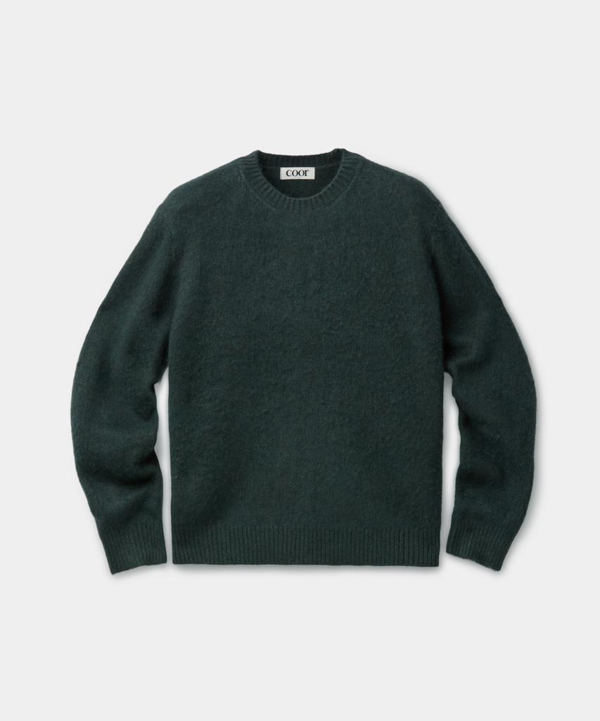 Kueo Raccoon Crop Crewneck Sweater (Dark Green)