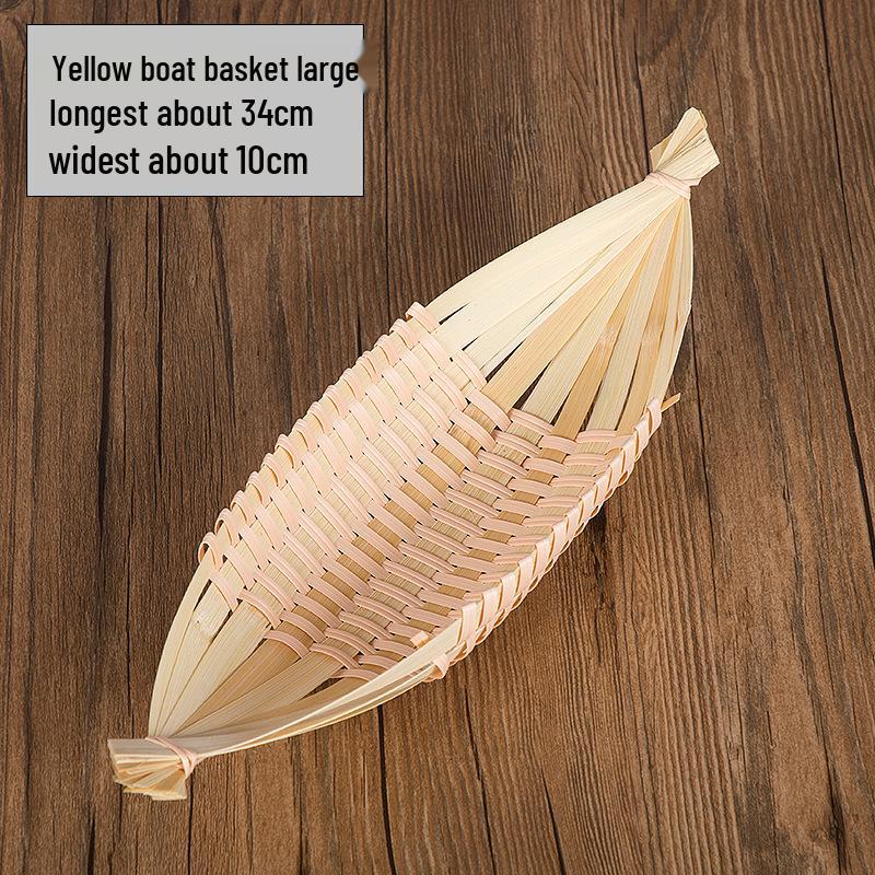 Handmade Bamboo Boat-Shaped Woven Fruit and Snack Storage Basket