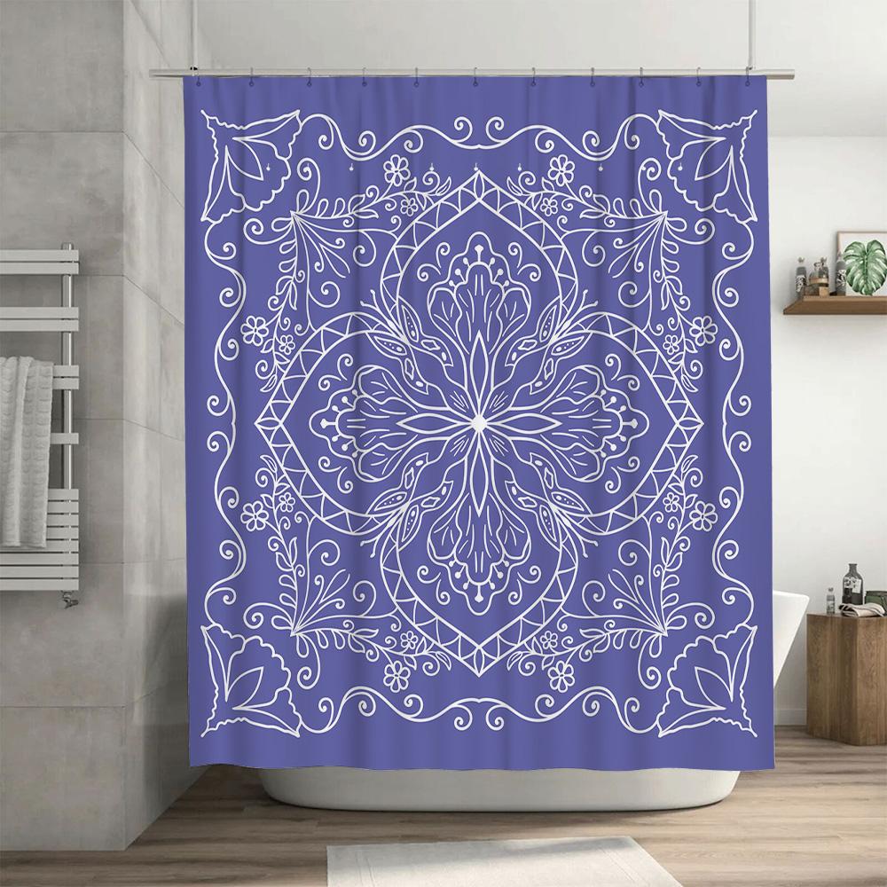 Brightly Colored Mandala Shower Curtain for Bathrooms Modern Decorative Design Blue Yellow Pink Green White Waterproof Fabric (7