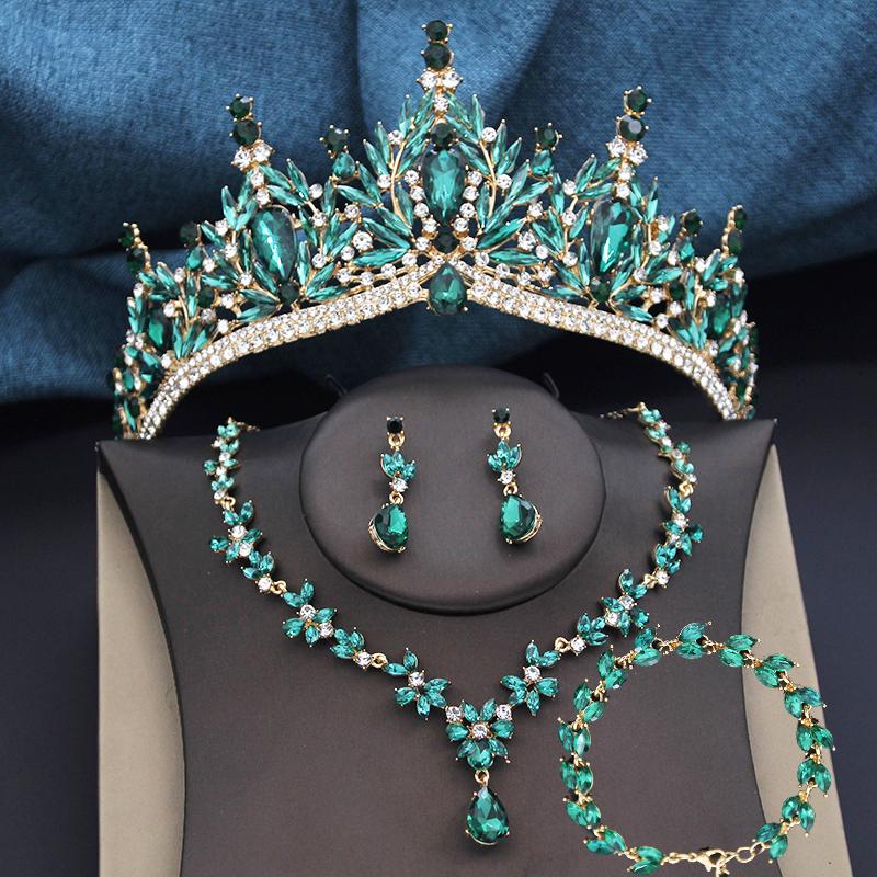 Bridal Tiaras Set 4 Pack Bridal Jewelry Sets for Women Prom Wedding Crown and necklace earrings Bracelets Costume Accessories