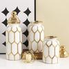 1PC Scandinavian-Inspired Decorative Vase Bedroom With Geometric Pattern Luxury Ceramic Vase Home Decor