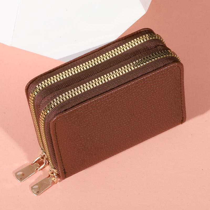Damen Reißverschluss Kurzer Stil Geldbörse Lychee-Muster Mode Große Kapazität Multi Kartenfächer Münzbörse mit Reißverschluss