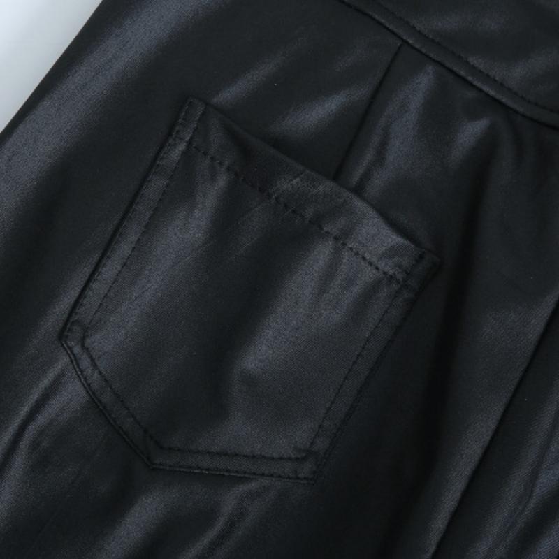 Dame Faux Skinnbukser Høy Midje Slim Leggings Jeggings Skinny Bukser med Belte