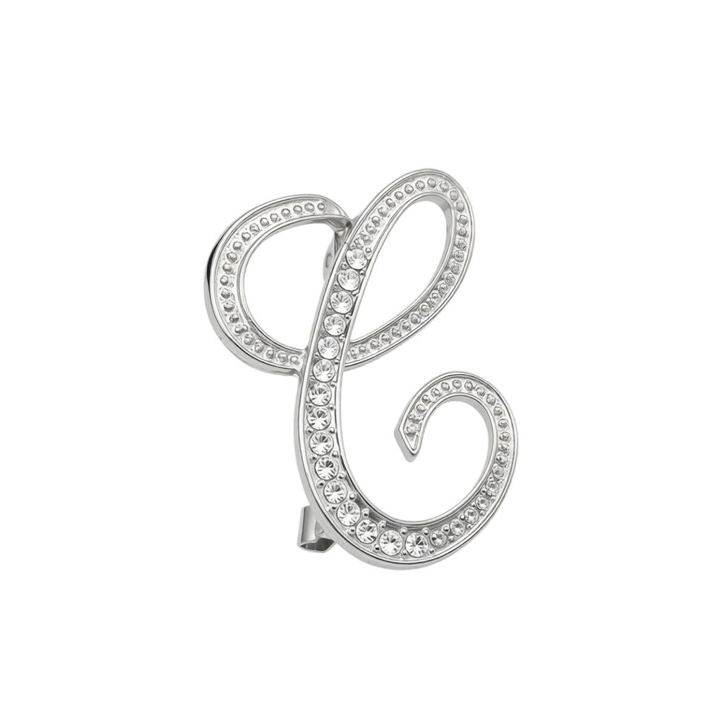 Alloy Letter Brooch with Embedded Crystals Elegant Alphabet Pin Suitable for Formal and Casual Wear Stylish Metal Letter Accessory