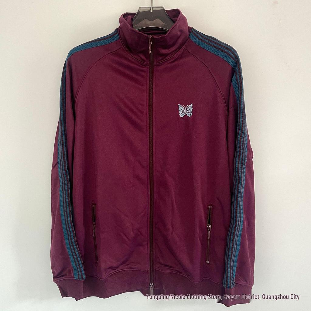 Chaqueta Deportiva con Cremallera Bordada de Mariposas, Cuello Alto Retro Trendy FOG para Hombres y Mujeres