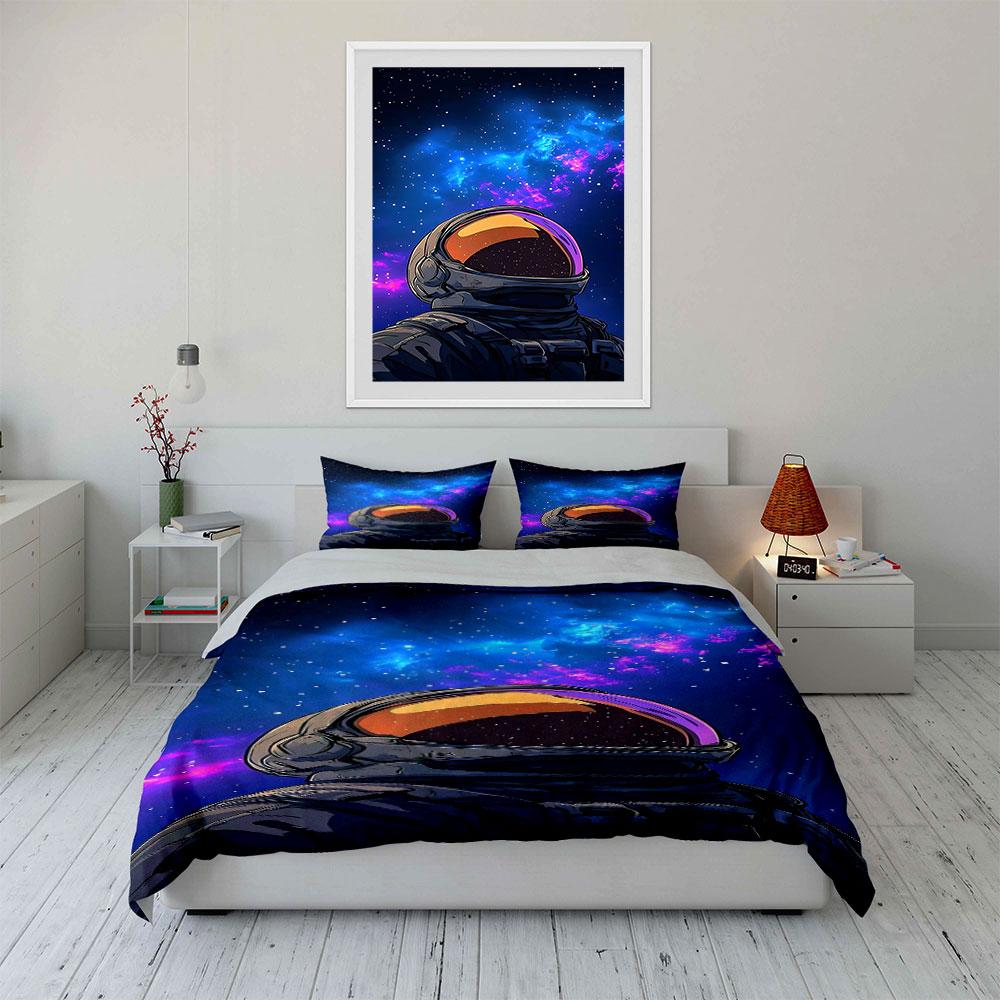 Astronaut Helmet and Galaxy. Bedding Sets Duvet Cover Sets Duvet Covers Pillowcases(1*Duvet Cover 2*Pillowcases Without Duvet Insert)