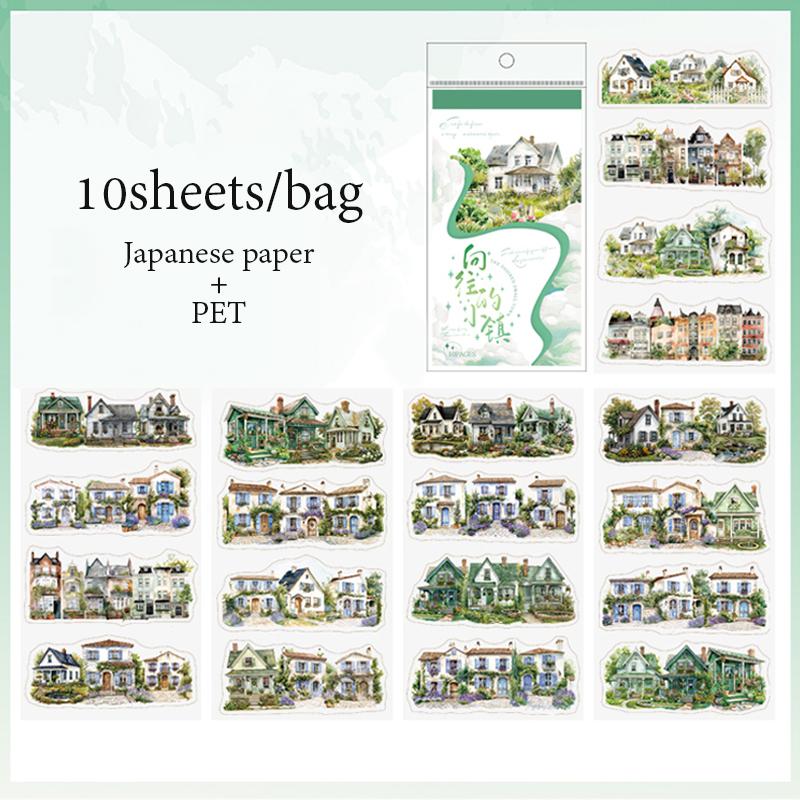 

Книга наклеек 10 листов/пакет наклейки с пейзажем рустикального города набор наклеек для блокнота канцелярские товары DIY ручная работа скрапбукинг дневник вырезанная наклейка