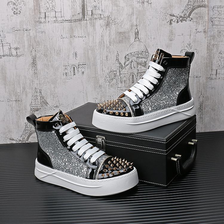 

Fashion High top riveted shoes men s new fashion short boots all casual shoes high top skateboard shoes 38