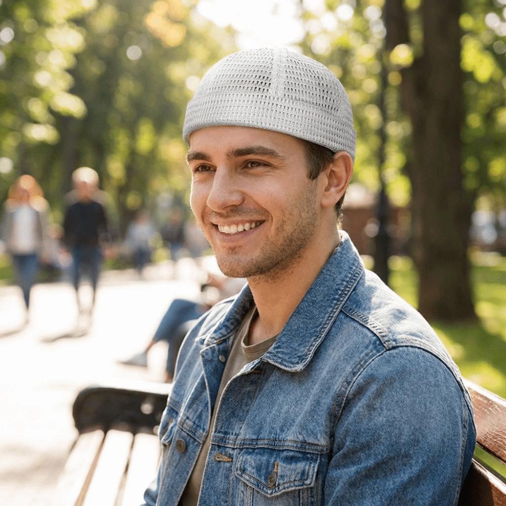 New Ultra-Light Mesh Breathable Hat Casual Adjustable Brimless Melon Skin Hat Solid Color Short Hat Beanies Hat Sports