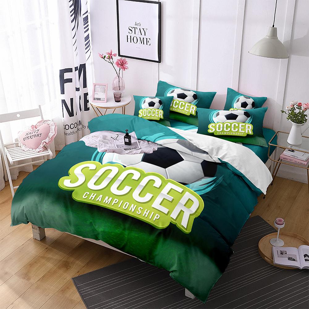 Football Comforter Cover Queen Size American Soccer Bedding Set Sports Games Duvet Cover Set for Boys Girls Teen for Living Room