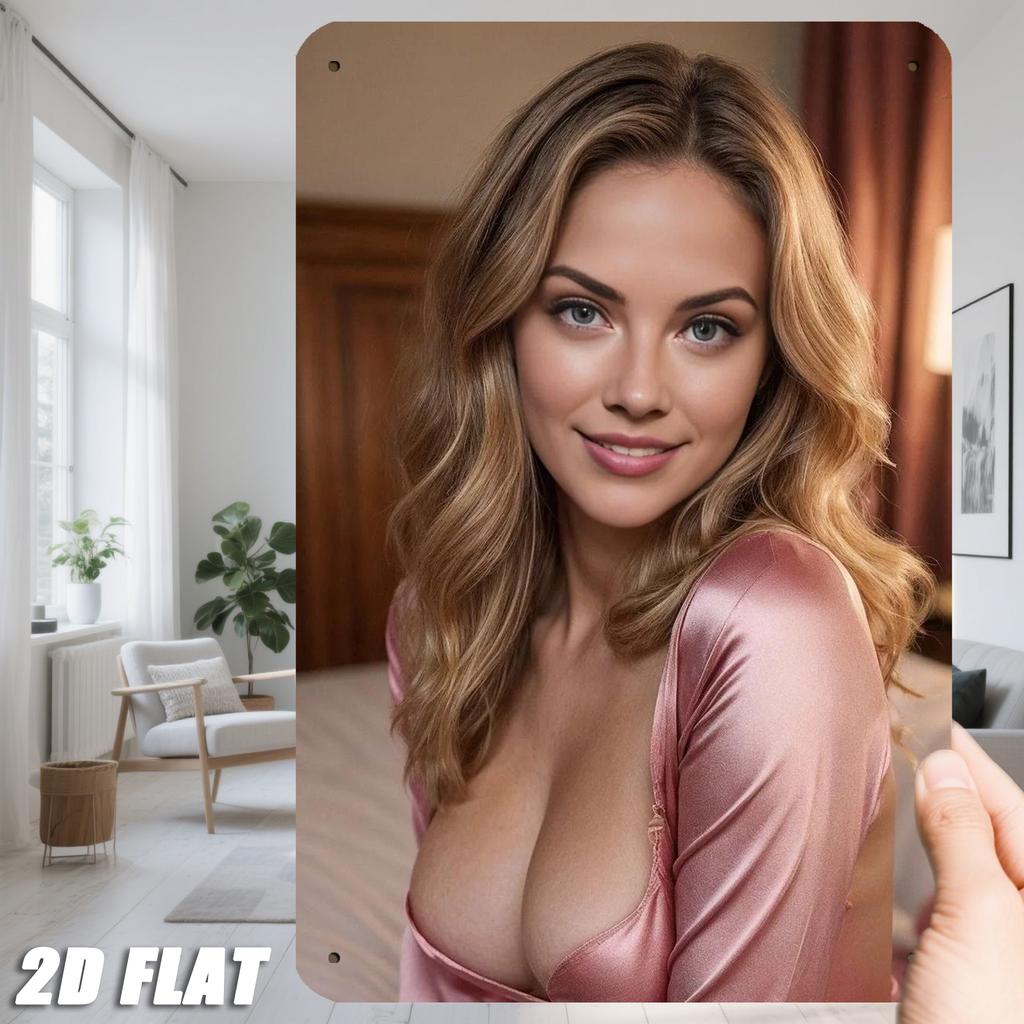 Vintage Metal Wall Sign Retro Iron Plaque 8x12 Inch Pink Lady Wall Art Decor