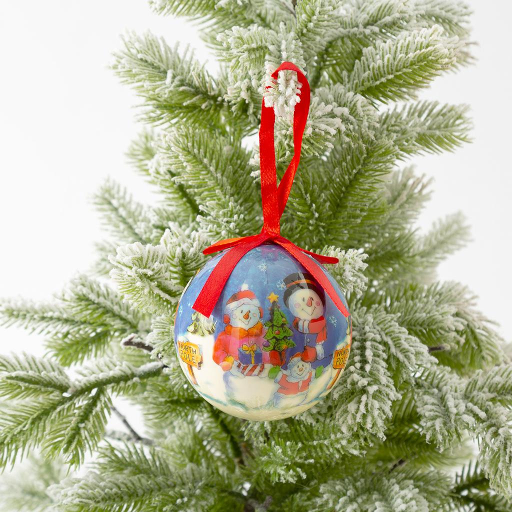 8cm Christmas Tree Decor Ball Bauble Printed Xmas Party Hanging Ball Ornament for Home Christmas Decorations