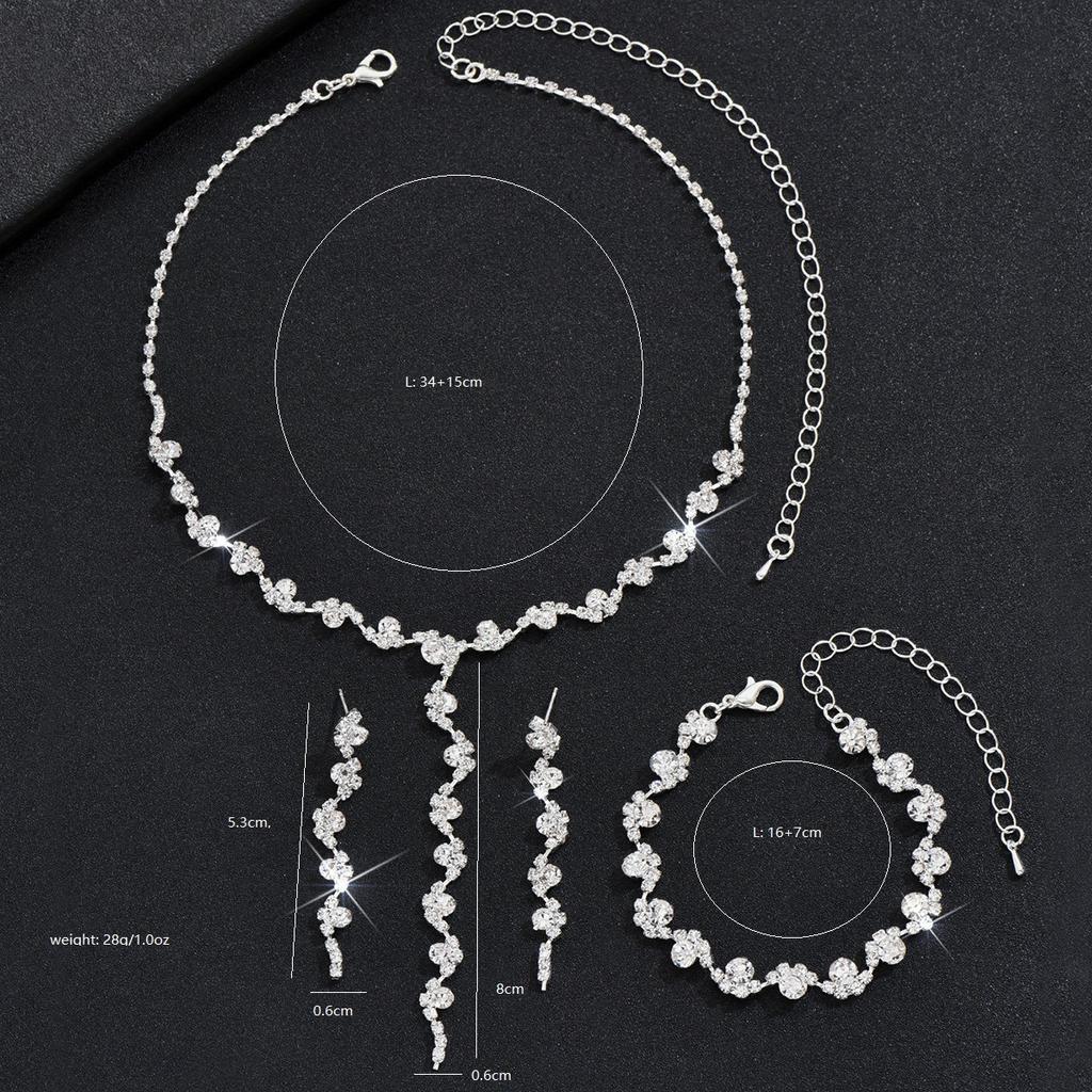 Fashionable Versatile Bridal Accessories - Necklace, Earrings, Bracelet, Jewelry Set, Formal Dress Chain Set
