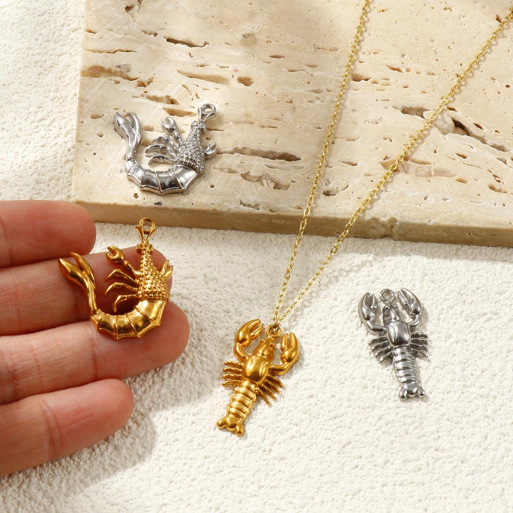 2 PCs 304 Stainless Steel Ocean Jewelry Charms Multicolor Lobster Pendants For DIY Necklace Bracelet Keychains Jewelry Making