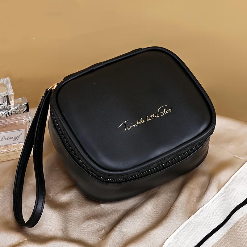 Portable Storage Bag  Travel Makeup Organizer Woman Lipstick Bag Handheld Pu Leather Cosmetic Bag For Gift For Makeup