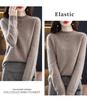 Women's Slimming 100% Wool Half-High Neck Sweater, Seamless Cashmere Knit Base Layer, Autumn Winter Loose Top with Hollow-Out Design