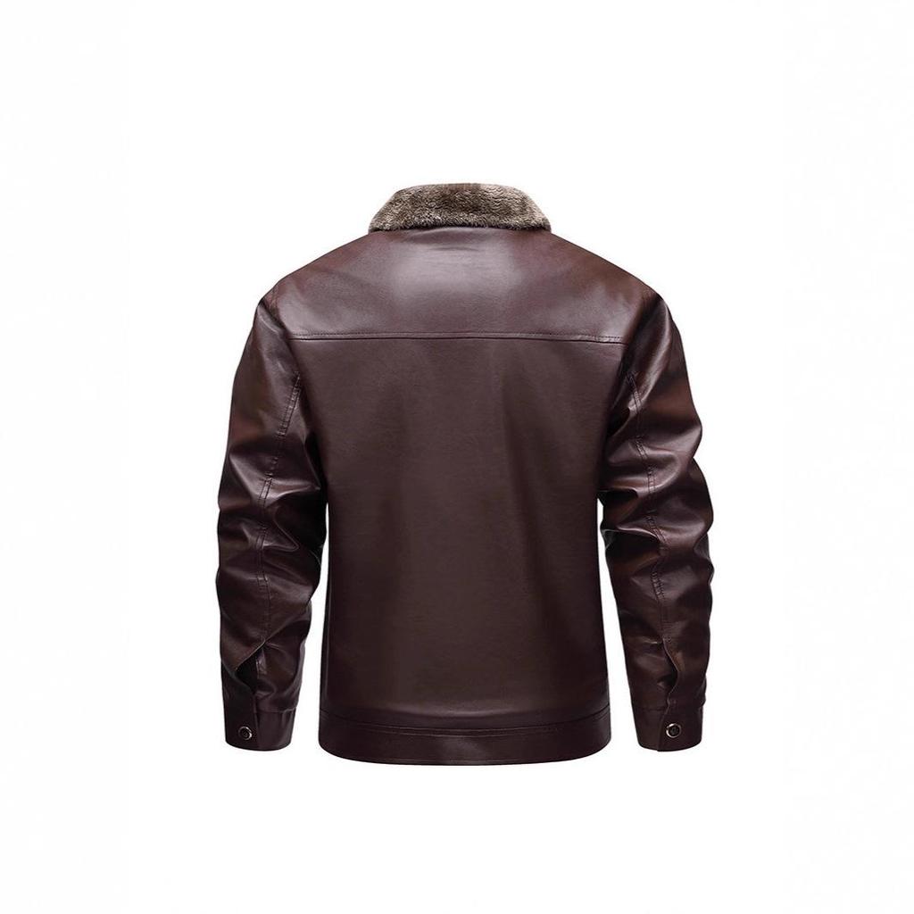 Modische, verdickte Lederjacke aus Samt für Herren - Leichter Business-Casual-Stil, Karreekragen, Ideal für Herbst/Winter