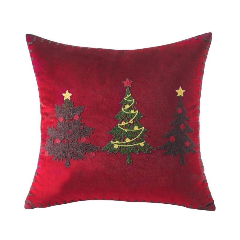 Festive Plush Pillowcase Christmas Tree Design Throw Pillow Cover Short Plush Component For Sofa Bed Decoration