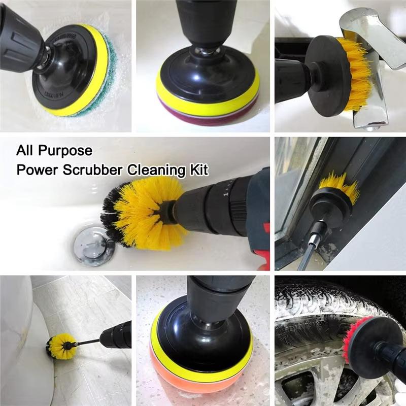 22Pcs Electric Drill Brush Kit Power Scrubber for Carpet Tub Furniture Shower Tile Tires - Multi-Surface Cleaning Tool
