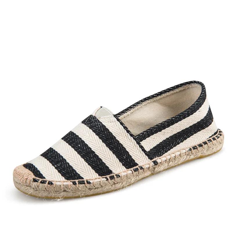 Pánské espadrilky, pánské patchworkové nazouvací letní boty, pánské mokasíny, prodyšné plátěné pánské boty, jutové zabalené dámské boty, unisex boty
