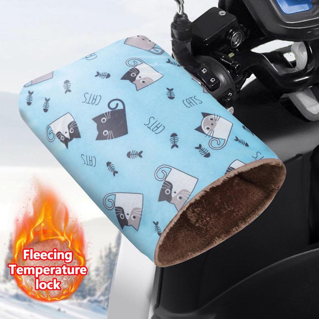 1 Pair Motorcycle Handlebar Gloves Muffs Winter Cycling Gloves Waterproof Handlebar Cover Mitts Snowmobile E-Bike Thermal Gloves