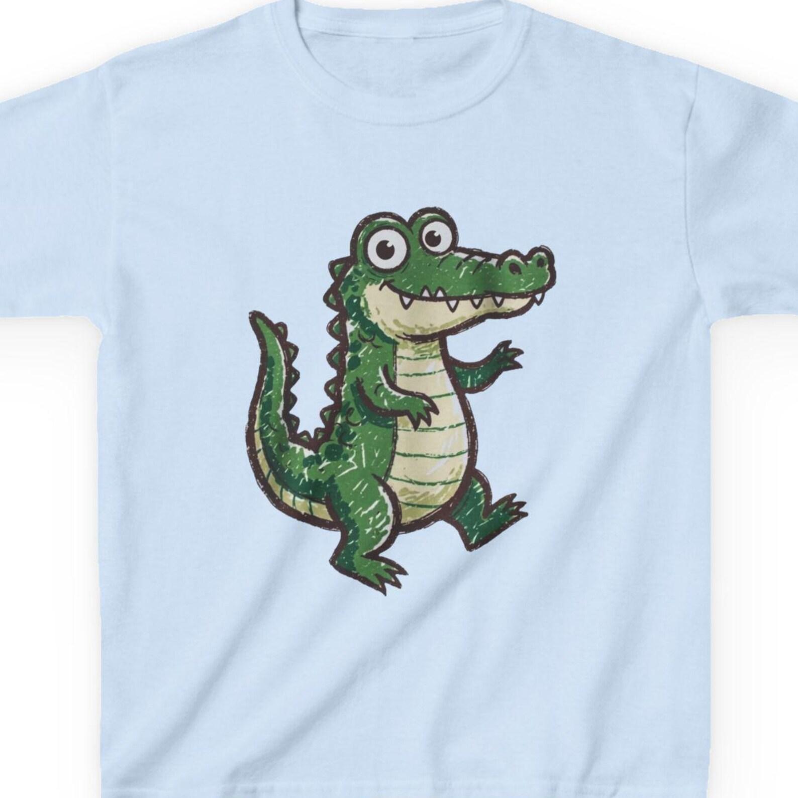 Hand Drawn Crocodile Kids Tee | Cute Green Crocodile Shirt 150