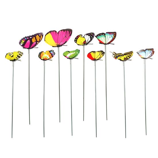 

10 Pcs Butterfly Stakes 10 Inch Colorful Butterfly Garden Decoration PVC Waterproof Artificial Butterflies Stick for Plant Pot Patio Yard Garden Decor жовтий
