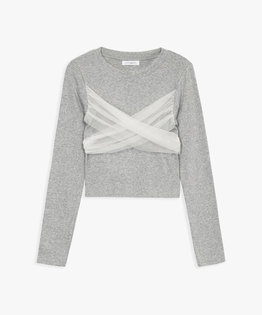 PINK PINEAPPLE Ballet Tied Ribbon Top_Grey