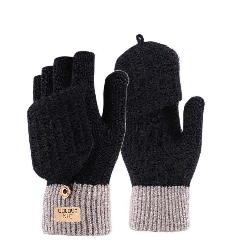 Gloves Winter fleece thickened cold riding knitted gloves warm unisex wool gloves