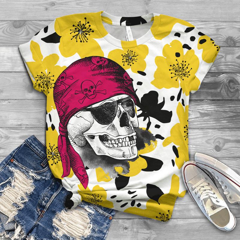 3D Printed Sunflower Series Short Sleeved Women's T-shirt Top