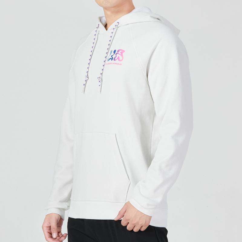 Under Armour Elevated Terry Hoodie With Colorful Letter Pattern Men Hoodies White 1373844-112
