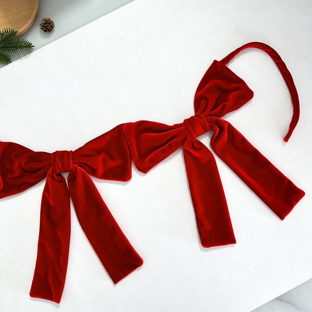 Soft Christmas Velvet Party Bow Creative Velvet Bow Garland Banner  Wedding Decor