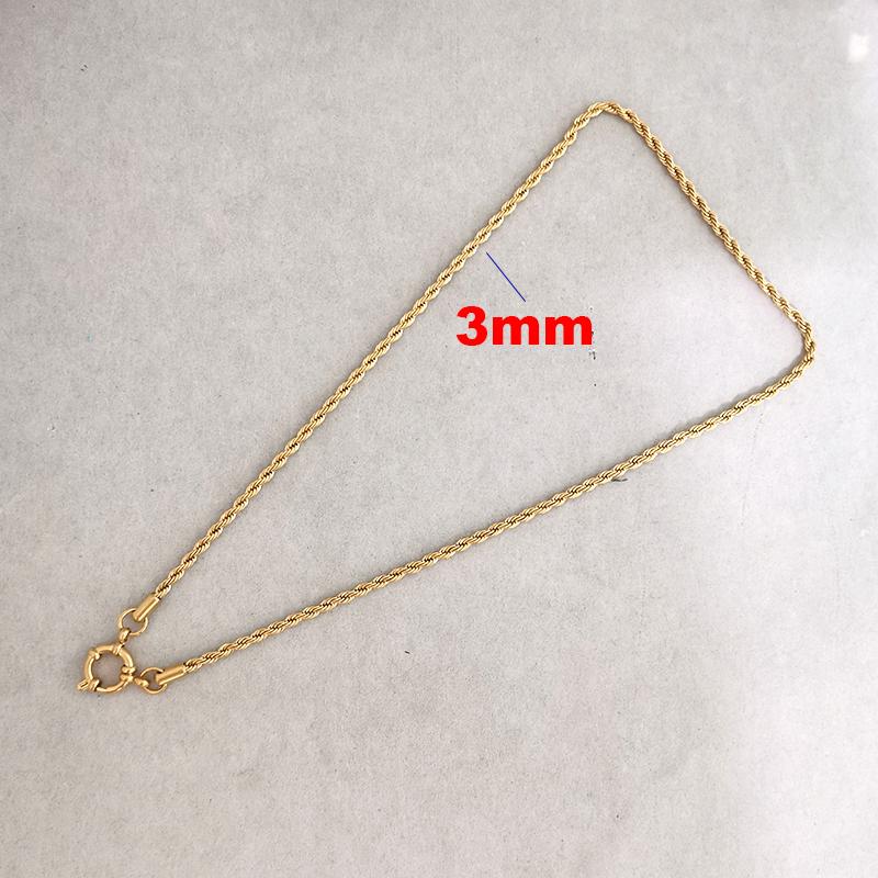 QMHJE 2/3/4mm Stainless Steel Rope Chain Necklace Vacuum Plating Sailor Clasp Steering Wheel Women Men Choker Jewelry Accessory