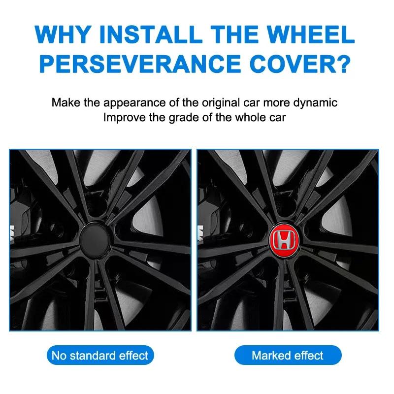 4Pcs 58/69MM Car Badge Wheel Hub Center Cover Stickers For Honda Fit Jazz GK5 Civic Type-R CRV Pilot Accord Insight Spirior City