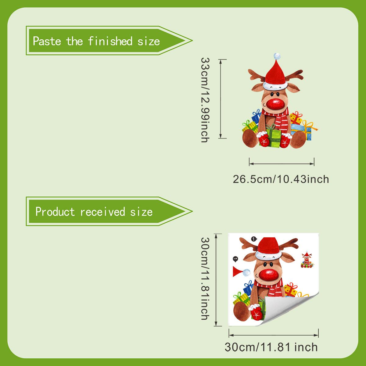 

Christmas Cartoon Reindeer Fully Transparent Double-sided Visible Glass Home Decoration Stickers 30*30cm