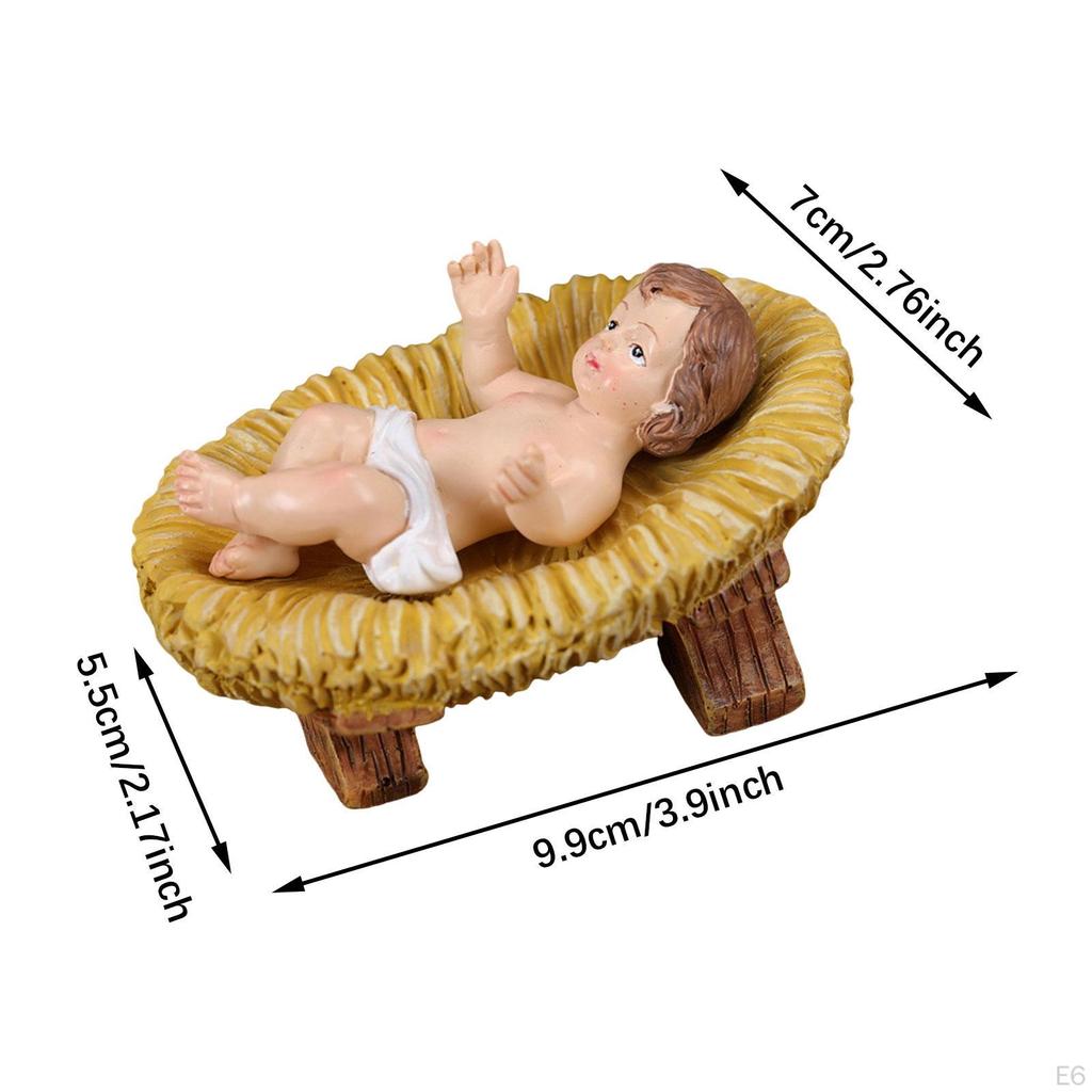 Dzieciątko Jezus w żłóbku Statua Figurka z żywicy Kolekcjonerskie rękodzieło Prezent Ozdoba Rzeźba na biurko
