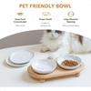 Raised Ceramic Wide Whisker Friendly Cat Dishes Food Water Bowl with 2 Style Stand Adjustable Raised Pet Bowl Set 2Dish+2Shallo