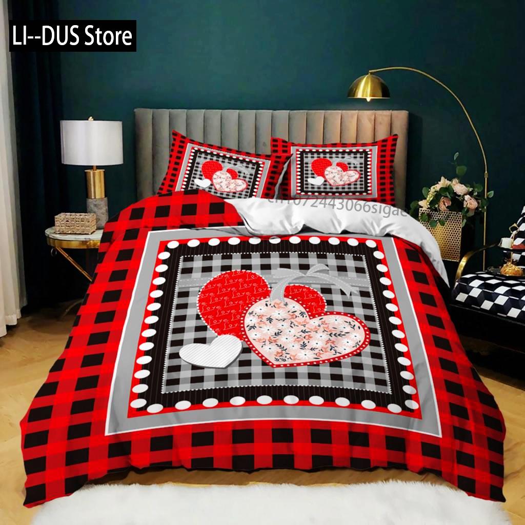 Set Copripiumino Cuore d'Amore Rosa Set Biancheria da Letto Cuore d'Amore Regalo San Valentino Camera da Letto Ragazza Microfibra Queen King Size Copripiumino